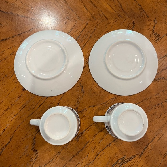 Blue and white small espresso mug and saucer set. Set of 2. GUC! - Picture 3 of 5